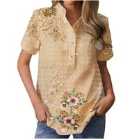 Ljetni vrhovi za žene Trendy Vintage cvjetne košulje Casual Comfy gumb V izrez kratki rukav ženski bluze