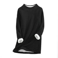 Zunfeo Jesen Zimski vrhovi za žene Fleece-Crew Crt topla čvrst udobni osnovni dugi rukav labav fit pulover