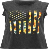 Dabuliu ženske četvrti julsko tenkovi Crewneck Basic Plus Veličina američke košulje bez rukava patriotske patriotske košulje