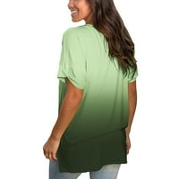 GDFUN ženska modna casual gradijent V-izrez kratki rukav labav majica vrhovi seksi top