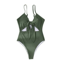 Vekdone modne žene sijamske kupaći kostim pokazuju struk izdubljenje tiskanje seksi set kupaćih kostimu, zeleno, xl