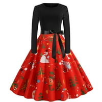 Žene Maxi haljine Vintage 1950S Swing Haljina za čaj za večernje zabava Dugi rukav Audrey Hepburn haljina