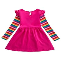 Glonme Rainbow Ispis haljina za partiju Toddler Crtani print princeza haljine ruffle crew haljina izreza