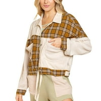 Advoicd Blazer Ženska traper jakna labava jesen i zimski kaput s dugim rukavima Klasični plairani ček