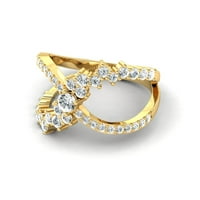 Klasterski dijamantni prsten, ružičasti zlatni prsten, dijamantski prsten za vjenčanje, 14K čvrsti zlatni
