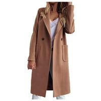 Sawvnm plus veličine kaput modni ženski džep čvrsto dugme rever kardigan dugi rukav kaput trošak uštede