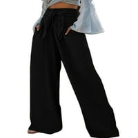 Luxplum ženske hlače široke noge palazzo pant elastične strukske pantalone Vintage Bots Holiday Black