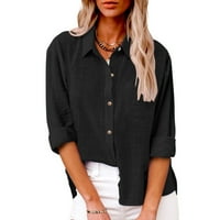 Vrhovi za gamaše za ženske gumne pune boje dolje majice V izrez labava bluza s dugim rukavima, ležerne