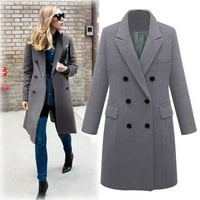 Ženski sa dvostrukim grudima kaputi sa kaputima na kaputima na srednjim dužinama modna casual puni dvostruki