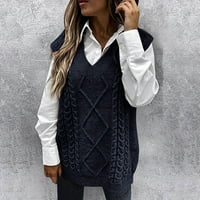 Ženska modna klirensa modne, ženske V-izrez višebojne pletene punileni džemper casual modni prsluk vrhovi