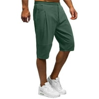 Zeleni trening kratke hlače Muškarci Ljetni casual i moderan čvrsti pamučni pamučni i posteljina