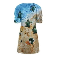 Summer Plus Veličina haljina za žene Labavi odmor kratki rukav V-izrez Mini sunčane haljine