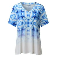 Žene Ljetne bluze Ženski V-izrez Kratki rukav Pulover Tunic The Modne Ležerne priliketi T-majice Tee