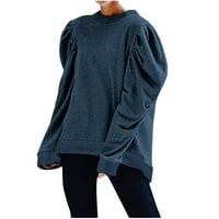 Puffleve crewneck duksevi za žene Ležerne prilike sa slobodnim udobnim pulovernim puloverima u boji modne Y2K odijelo