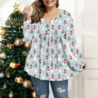 Jiyugala ženski gumb dolje majice božićne plus veličina labave ležerne vrhove