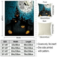 HALLOWEEN pokriva sa jastukom, skeletni ćebe za horor klasični filmski dekor, 003,40x58 ''