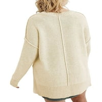 Niveer ženski džemper za posade s dugim rukavima Split Spuštajte pulover Jednobojni skakač