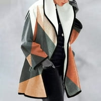 Homchy Women kaput žene dugih rukava kontrast srednje duljine tanak fit tanki vanjski vrhovi kaput s
