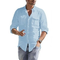 Bluza pamučna posteljina muške vrhove vrećice T džepne rukave s majicom retro dugačka čvrsta muška bluza