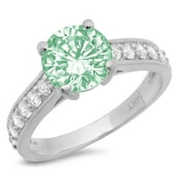 2.18ct okrugli rez zeleni simulirani dijamant 18k Bijelo zlato Graviranje Izjava bridalne godišnjice