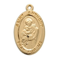 Saint Anthony Ovalno zlato preko privjeske srebrne medalje Sterling