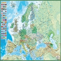Politička i fizička karta Europh HFE laminirani i uokvireni poster