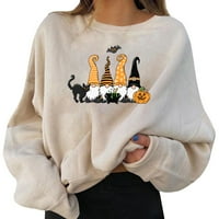 Ženske dukseve Dukseri Fun Graphic Print Okrugli vrat Duge dugim rukavima vrhovi ženski pulover XXL