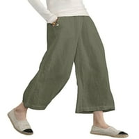Bomotoo obrezirane hlače za žene Ležerne prilike labave obične hlače za noge sa džepovima