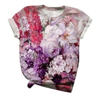 Zodggu Cleariance Lable Casual Clotted T majice za žene Crew Crt Confy Pulover Novost cvjetni print