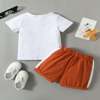 GENUISKIDS Toddler novorođenčad dječaci odjeća s kratkim rukavima Okrugli vrat Pismo tiskane majice kontrastne boje labave kratke hlače 6m-4T