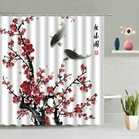 Kineski stil ručno oslikani cvijet i ptičji tuš za tuš za zavjese Zidna ekrana za ukrašavanje kupaonice