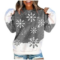 Ženska modna ženska moda O-izrez Božićni tisak dugih rukava bluza pulover dukserica vrhova zimska odjeća