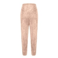 Ženski visoki struk Fuzzy Fleece Lounge duge hlače Duksete Zimske tople jogger hlače sa džepovima Loungewear