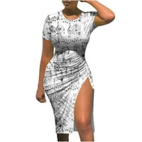 Ženska seksi novinarska haljina Ljeto Slim Fit kratkih rukava kratkih rukava od tiskane košulje za rezanje