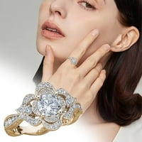Heiheiup cvjetni oblik cijeli dijamantni prsten za žene modni nakit Popularni dodaci Muž prstenovi