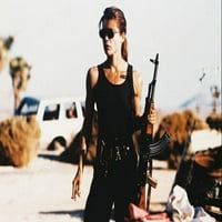 Linda Hamilton u prsluku Držač mitraljeza Sunčane naočale Terminator Poster