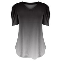 Aaiaymet ženska majice Žene povremeni gradijentni ispis vrhovi V izrez kratki rukav Ruched t plus veličine