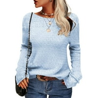 RRHSS ženski pulover za vrat izrez Dukseni jesen zima dugih rukava od pune ploče