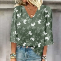 APEPAL Womens Ljetni cvjetni tiskani V-izrez Swing Tunic rukava Šifon vrhovi bluza Majica Green XL