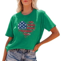 -8jcud majice kratkih rukava za žene Dan nezavisnosti Love Flag Print Short rukav majica Žena Ljetna