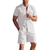 Objave za muškarce muške pamučne majice kratke hlače odijelo bijele veličine l