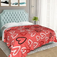Dvostruki sloj plišani krevet, slatka srca Doodles Pink uzorak ugodan mekani klima uređaj bacaju pokrivače,