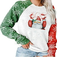Žene stilski blok color Crew Crt Ležerne prilike sa labavim baggy dugim rukavima Božićni Xmas tiskani pulover Jumper TOP S-3XL