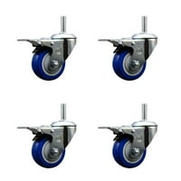 Poliuretanska okretna stabljika kotača sa nitima od W 3 1,25 plavih kotača i 3 4 stabljike - uključuje ukupne brave - 1, funta ukupnog kapaciteta - servis