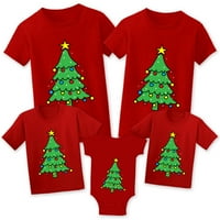 Božićne majice za obitelj - Crveno božićno drvce Xmas majica za podudaranje žena muškarac dječje dijete
