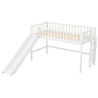 NestFair bijeli dvostruki krevet niski potkrovlje sa ljestvicom i klizačem