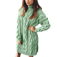 Outfmvch ljetne haljine zelena haljina jesen i zimska pletena pulover labav pulover twited džemper haljina