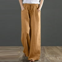 Ženske široke pantalone za noge Ležerne prilike za lagane kantale lagane ljetne hlače na plaži sa džepovima