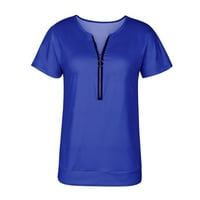 T majice za žene labave fit grafičke čiste boje prugasti zipper kratkih rukava bluza majice majice majice