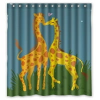 Greendecor Art Giraffe Par Love Night Vodootporni tuš za tuširanje set sa kukama za kupatilo veličine